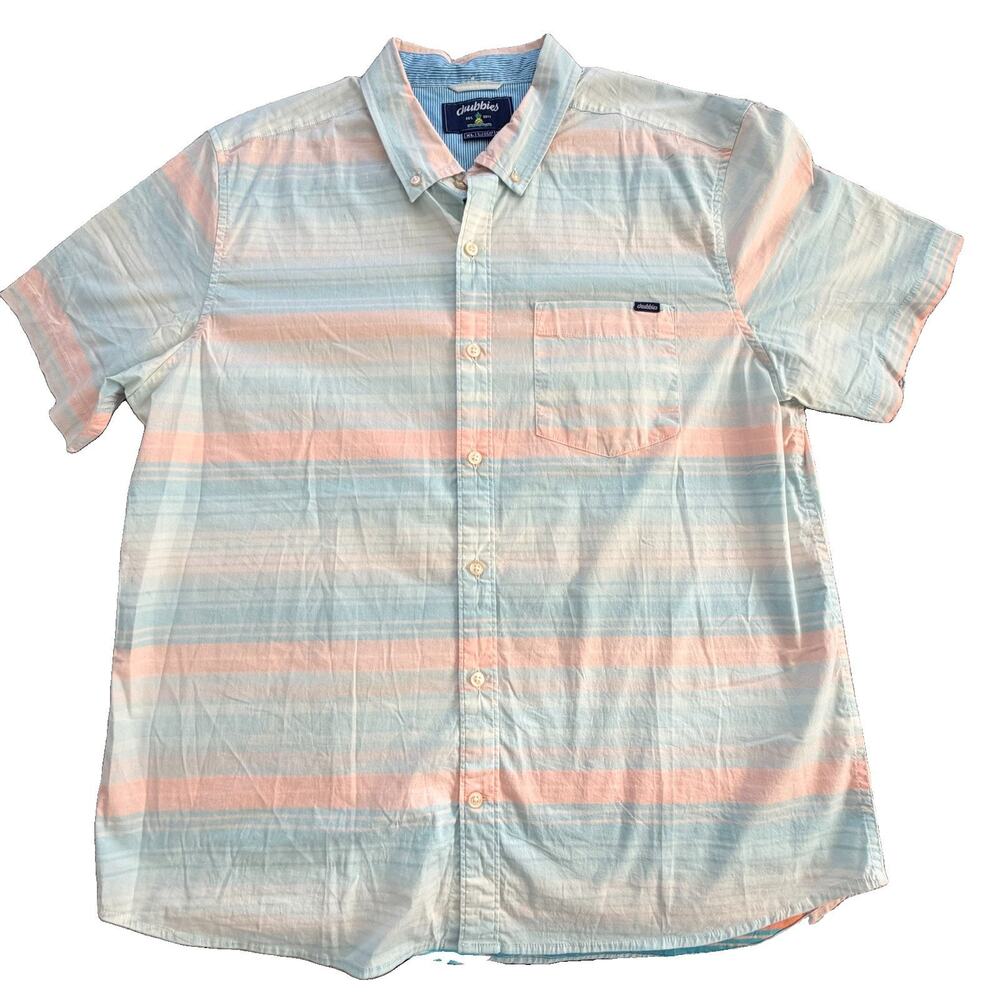 Chubbies Men’s XL Short Sleeve Button-Down Shirt Pastel Stripe Stretch Cotton